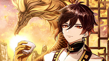 Rex Lapis Zhongli With Cup Genshin Impact HD wallpaper