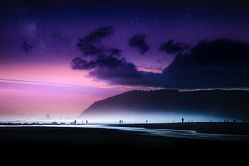 Nature, Beach, Shore, Bank, Fog, Starry Sky HD wallpaper