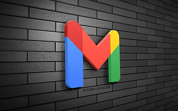 Gmail 3D logo, , gray brickwall, creative, postal services, Gmail logo, 3D art, Gmail HD wallpaper