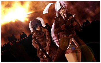 Inaba Tewi & Reisen Udongein Inaba, females, games, reisen udongein inaba, reisen, tewi, rabbits, guns, red eyes, pink hair, weapons, inaba tewi, touhou, video games, girls, duo, youkai HD wallpaper