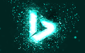 Bing turquoise logo, , turquoise neon lights, creative, violet abstract background, Bing logo, search system, Bing HD wallpaper