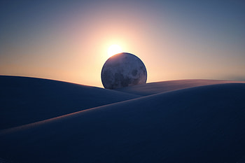 Eclipse, planet, landscape, hills, Microsoft surface, stock HD wallpaper