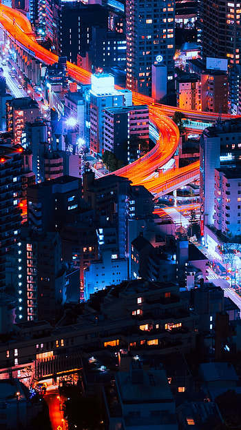 Japan, light, time lapse, building, night, city, man made, Tokyo HD phone wallpaper