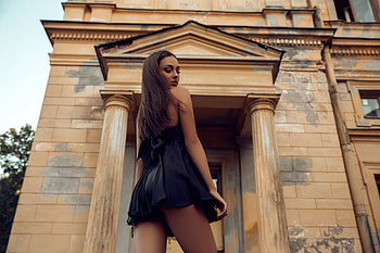 Black Clothing Girl Looking Back , black-dress, girls, model HD wallpaper