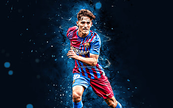 Gavi, , FC Barcelona, 2021, spanish footballers, LaLiga, Barca, Barcelona FC, Pablo Martin Paez Gavira, football, Gavi , blue neon lights, soccer, Gavi Barcelona, La Liga, FCB HD wallpaper