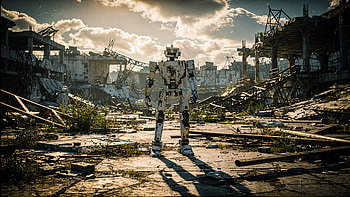 : Last Robot of the Ruined City, Robot Ruin, Ruin HD wallpaper