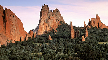 wonderful knife edge formations, mountains, cliffs, forest, peaks HD wallpaper