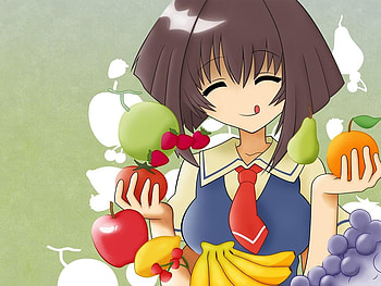 Anime girl, cute, fruit, girl, anime HD wallpaper