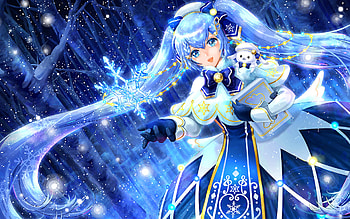 Hatsune Miku, Rabbit Yukine, Vocaloid, winter, Vocaloid characters, manga, blue hair, Hatsune Miku Vocaloid HD wallpaper