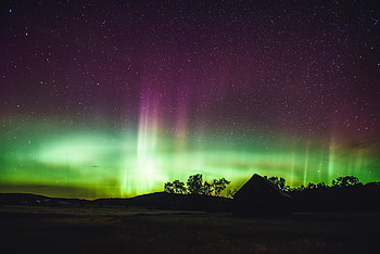 Northern Lights during night, silhouette HD wallpaper