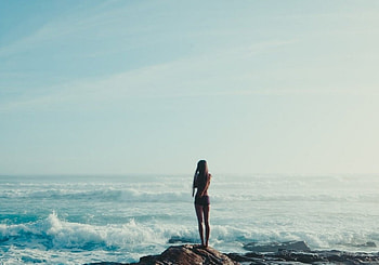 My Sea, sea, rocks, beauty, stones, beach, waves, clouds, women, sky, ocean HD wallpaper