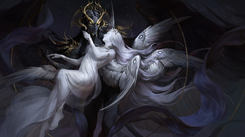 Dream, maria lapina, dreams, white, black, art, fantasy, luminos, angel HD wallpaper