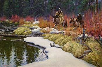 Among The Red Willows, horses, Among, indians, native americans, red, Mark Keathley, the, willows HD wallpaper