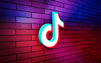 TikTok 3D logo, , colorful brickwall, creative, social networks, TikTok logo, 3D art, TikTok HD wallpaper