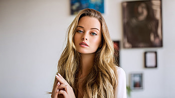Blonde Beautiful Blue Eyes Girl Model Is Standing In Blur Wall With Background Girls HD wallpaper