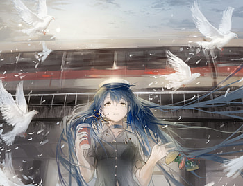 Dove, birds, hatsune miku, artwork HD wallpaper