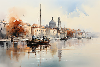Venice view, minimalist, impressionism, harbor, Venice, artistic, oil painting HD wallpaper
