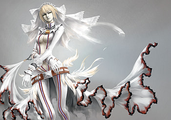 Fate Stay Night, sweet, sexy, white, grey, blonde, cute, girl, long hair, beauty, anime, pretty, red, warrior HD wallpaper