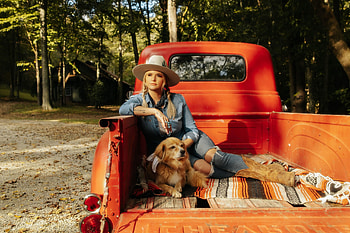 Good Life, chevy truck, blondes, hats, dog, cowgirls, boots HD wallpaper