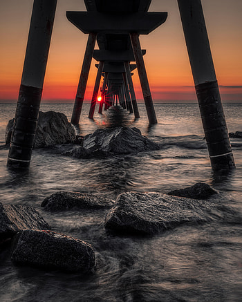 Nature, Sunset, Stones, Sea, Design, Construction HD phone wallpaper