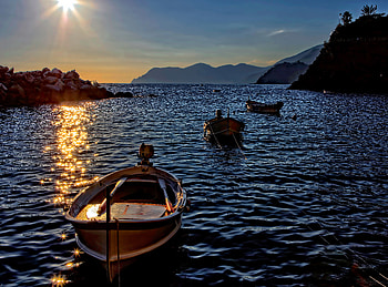 Nature, Water, Sunset, Sea, Shine, Brilliance, Boat HD wallpaper