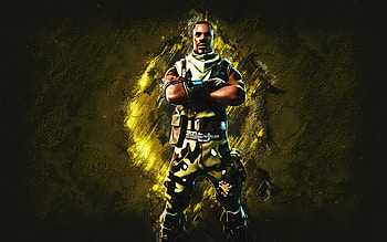 Fortnite Rookie Spitfire Skin, Fortnite, main characters, yellow stone background, Rookie Spitfire, Fortnite skins, Rookie Spitfire Skin, Rookie Spitfire Fortnite, Fortnite characters HD wallpaper