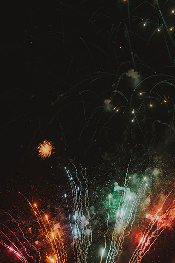Holidays, Salute, Sparks, Beams, Rays, Multicolored, Motley, Holiday, Fireworks, Firework HD phone wallpaper