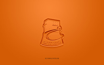 Umm Salal SC, creative 3D logo, orange background, Qatar Stars League, 3d emblem, QSL, Qatar Football Club, Umm Salal, Qatar, 3d art, football, Umm Salal SC 3d logo HD wallpaper
