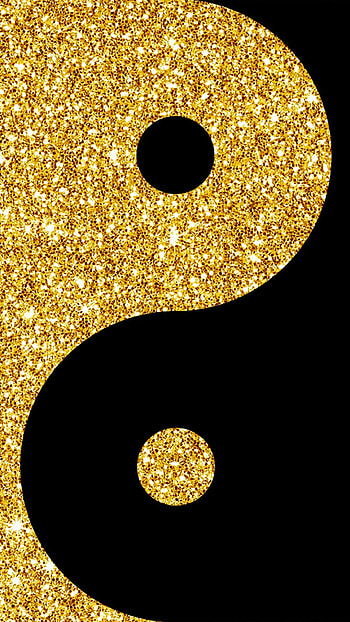 Black and gold YIN YANG. Gold ... HD phone wallpaper