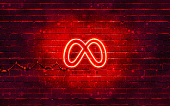 Meta red logo, , red brickwall, Meta logo, red abstract background, brands, Meta neon logo, Meta HD wallpaper