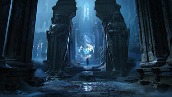 fantasy, woman warrior, landscape, ruin, fantasy landscape HD wallpaper
