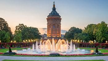 Mannheim Water Tower, Germany, man made, fountain HD wallpaper