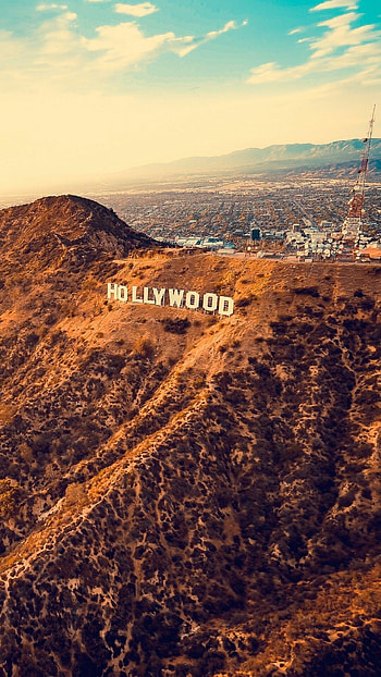 Aerial view, Hollywood Sign HD phone wallpaper