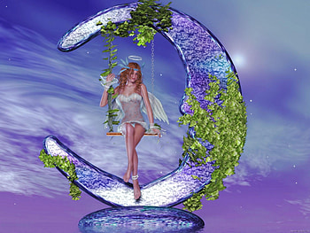 Lovely Fairy, fairy, wings, moon, fantasy HD wallpaper