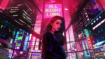 All Night Long , artist, artwork, digital-art, artstation, neon HD wallpaper