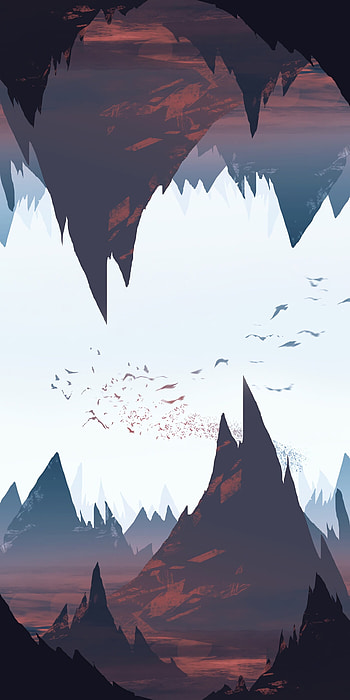 Tops, Birds, Art, Mountains, Rocks, Vertex HD phone wallpaper