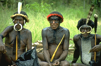 Lost Tribe, tribe, feathers, necklace, tusks, grass, armband, people HD wallpaper