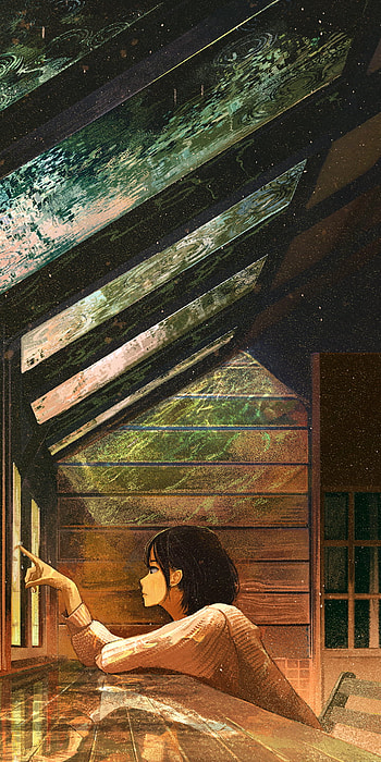 Quiet Night Window — Original Anime (Short Black Hair), black hair, short hair, Anime, Original HD phone wallpaper