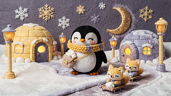 Kawaii Winter : Penguin Parade | Snowy Kawaii Nights - | Cuddly Frost Friends - HD wallpaper