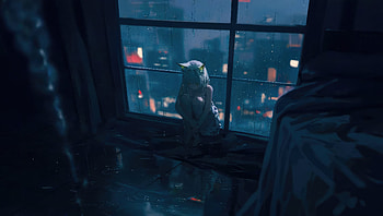 Melancholy In The Rain Lonely Anime Girl, anime-girl, anime, rain, alone, lonely, artist, artwork, digital-art HD wallpaper