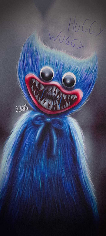 poppy playtime, art, gris, wuggy, huggy, azul, juego HD phone wallpaper