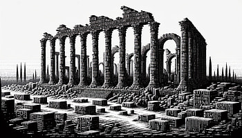 Ancient Ruins - Timeless Elegance, ruin, ancient ruin, architecture, columns, Black & White HD wallpaper