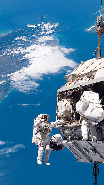 Space station, Orbital outpost, Space research, Countless stars HD phone wallpaper