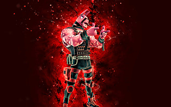 Scarlet Blackout Lt John Llama, , red neon lights, Fortnite Battle Royale, Fortnite characters, Scarlet Blackout Lt John Llama Skin, Fortnite, Scarlet Blackout Lt John Llama Fortnite HD wallpaper