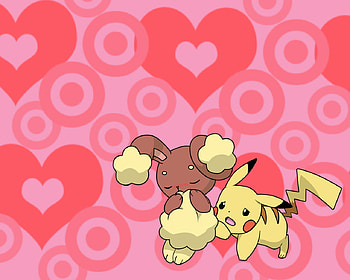 buneary and pikachu love, buneary, pikachu, love, pokemon HD wallpaper