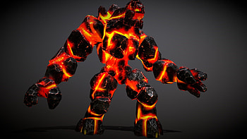 Fire Golem, Fiery entity, 3D model, Realistic representation HD wallpaper