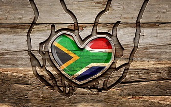 I love South Africa, , wooden carving hands, Day of South Africa, Flag of South Africa, Take care South Africa, creative, South Africa flag, South Africa flag in hand, wood carving, african countries HD wallpaper