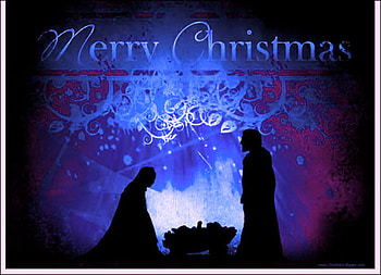 CHRISTmas, blue, merry christmas, jesus, mary, joseph HD wallpaper