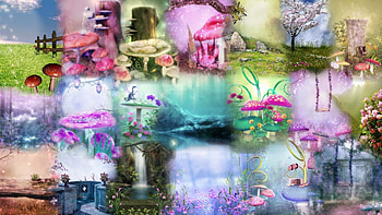 Spring Collage, fairytale, taodstools, mushrooms, spring, Firefox Persona theme, summr, collage, summer, flowers HD wallpaper