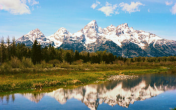 Grand Tetons, Wyoming, clouds, landscape, sky, water, reflections, usa, wyoming HD wallpaper